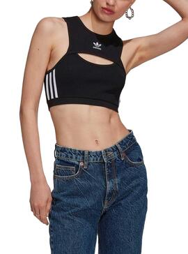 Top Adidas Cut Out Schwarz für Damen