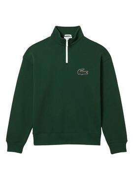 Sweatshirt Lacoste Kragen Reissverschluss Grün Herren