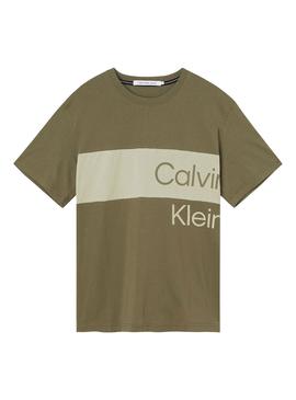 T-Shirt Calvin Klein Institutional Grün Herren
