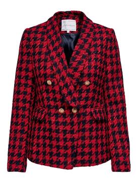 Blazer Only Kelly Boucle Kariert Rot für Damen