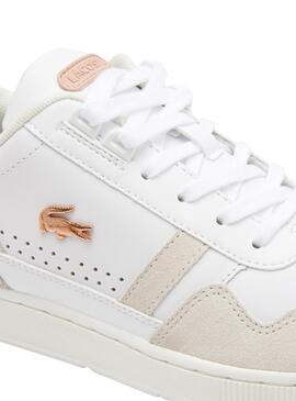 Sneakers Lacoste T-Clip Weiss Rosa für Damen