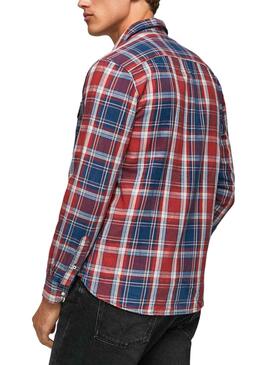 Hemd Pepe Jeans Von Kariert Rot und Blau Herren