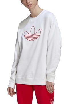 Sweatshirt Adidas Weiss Logo Rot für Damen
