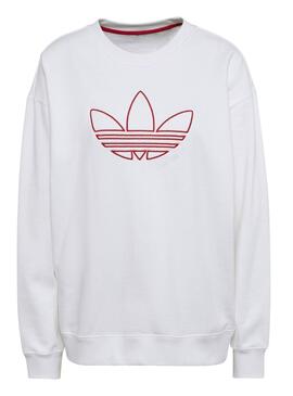 Sweatshirt Adidas Weiss Logo Rot für Damen