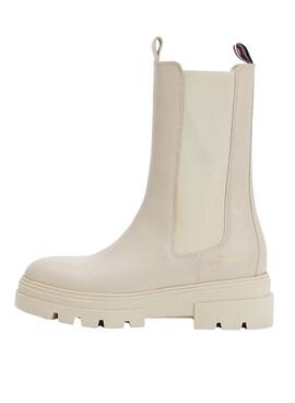 Stiefelette Tommy Hilfiger Chelsea Leder Beige Damen