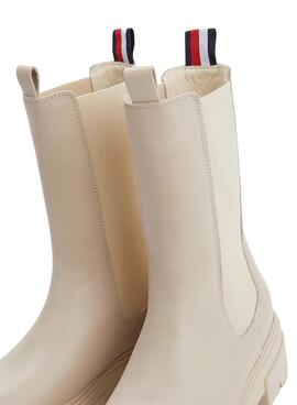 Stiefelette Tommy Hilfiger Chelsea Leder Beige Damen