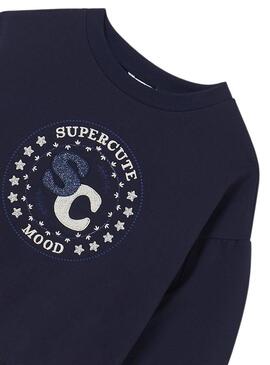 Sweatshirt Mayoral Bedruckt Rund Marineblau Mädchen