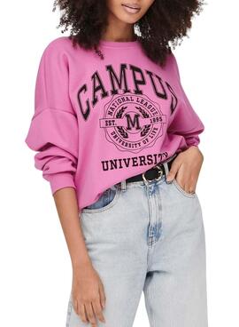 Sweatshirt Only Ottoline Campus Rosa für Damen