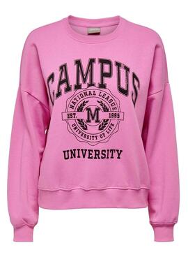 Sweatshirt Only Ottoline Campus Rosa für Damen