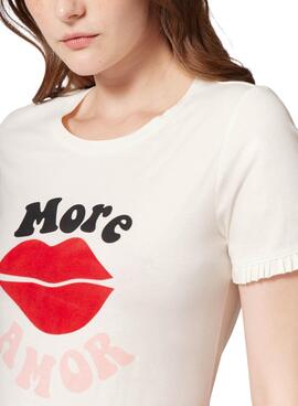 T-Shirt Naf Naf More Amor Weiss für Damen