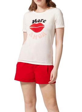 T-Shirt Naf Naf More Amor Weiss für Damen