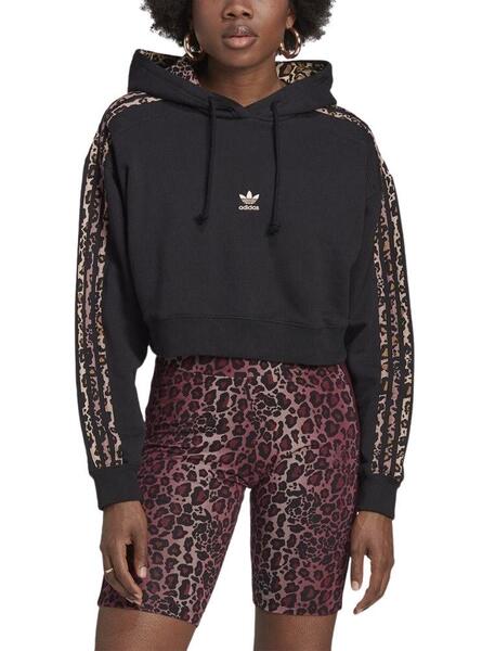 Sweatshirt Adidas Animal Print Crop Schwarz fur Damen