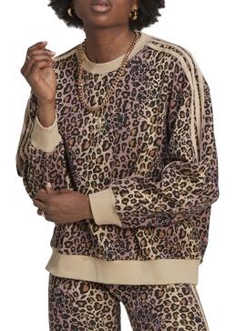 Sweatshirt Adidas Animal Print Beige für Damen