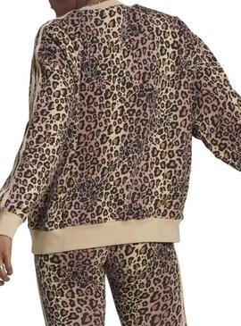 Sweatshirt Adidas Animal Print Beige für Damen