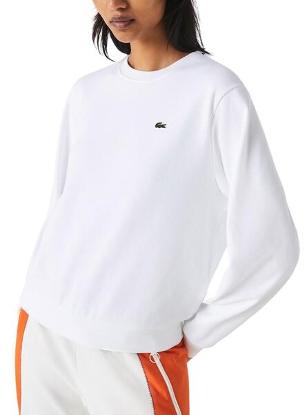 Sweatshirt Lacoste Basic Weiss fur Damen