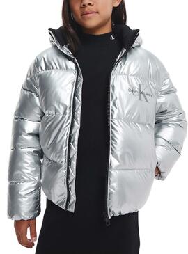Jacke Calvin Klein Metallic Plateado für Mädchen