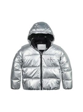 Jacke Calvin Klein Metallic Plateado für Mädchen