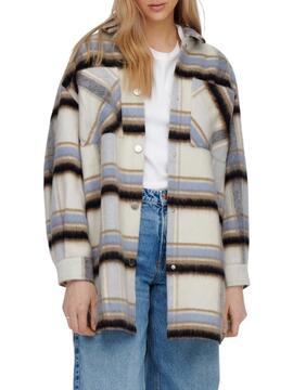 Überhemd Only Mascha Kariert Beige für Damen
