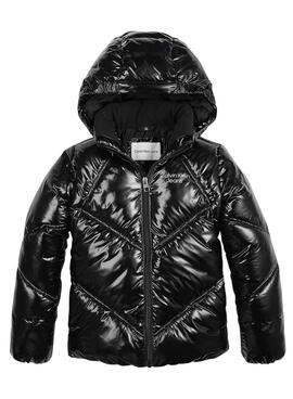 Jacke Calvin Klein schneidet Nähte glänzend Mädchen Schwarz