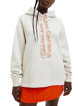Sweatshirt Calvin Klein Oversized für Damen Beige