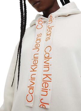 Sweatshirt Calvin Klein Oversized für Damen Beige