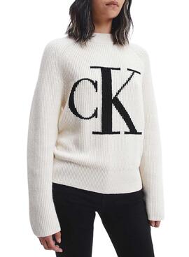 Pullover Calvin Klein Relaxed für Damen Weiss