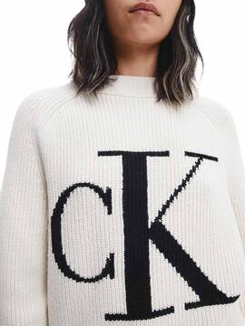 Pullover Calvin Klein Relaxed für Damen Weiss
