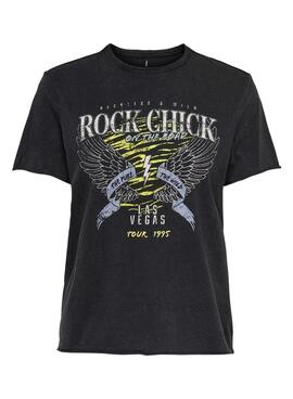 T-Shirt Only Lucy Rock für Damen Schwarz