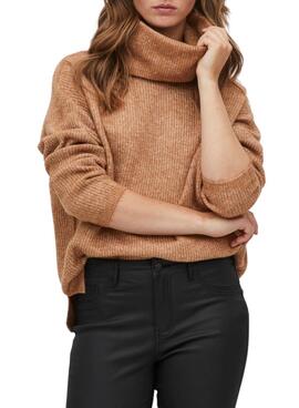 Pullover Vila Vicilia Rollkragenpullover Damen Camel