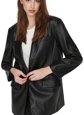 Blazer Only Lana Kunstleder für Damen Schwarz
