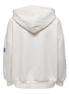 Sweatshirt Only Bloom Oversize für Damen Weiss
