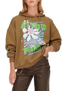 Sweatshirt Only Bloom Oversized für Damen Braun