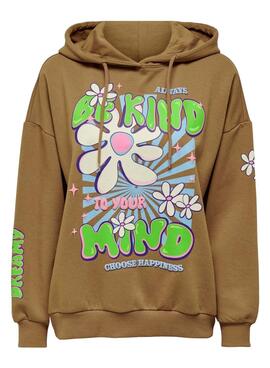 Sweatshirt Only Bloom Oversized für Damen Braun