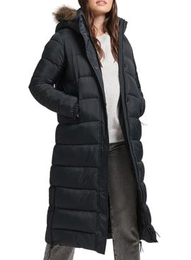 Mantel Superdry Gepolstert Pelz für Damen Schwarz