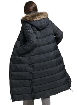 Mantel Superdry Gepolstert Pelz für Damen Schwarz