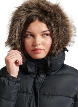 Mantel Superdry Gepolstert Pelz für Damen Schwarz