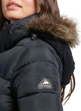 Mantel Superdry Gepolstert Pelz für Damen Schwarz