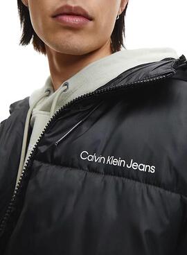 Jacke Calvin-Klein-Logo Puffer Herren Schwarz