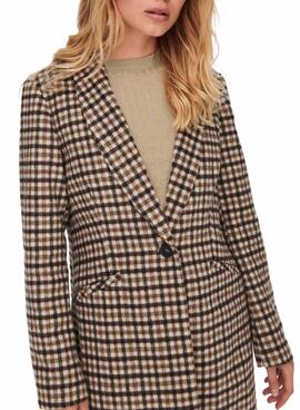 Mantel Only Emma Kariert Largo für Damen Braun