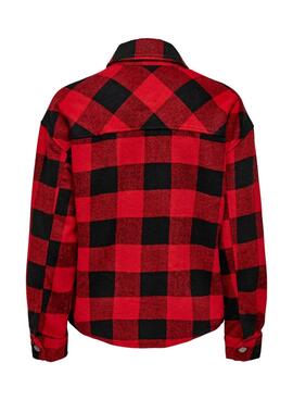Überhemd Only Marsala Check Damen Rot und Schwarz