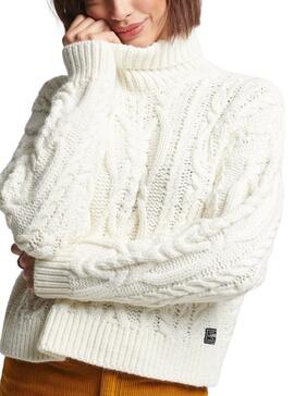 Pullover Superdry Vintage Rollkragenpullover Damen Weiss