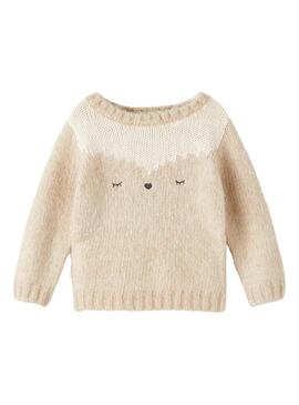 Pullover Name It Osa Bedruckt für Mädchen Beige