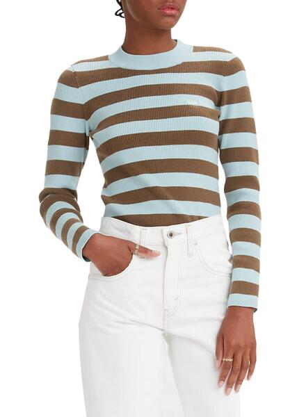 Pullover Levis Rib Streifen für Damen Braun und Azul