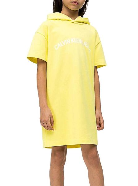 Kleid Calvin Klein Hoodie Gelbe Mädchen