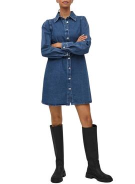 Kleid Vila Polina Mali Denim für Damen Azul