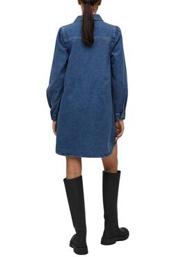 Kleid Vila Polina Mali Denim für Damen Azul