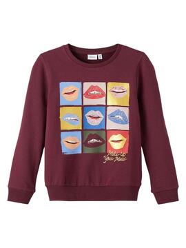 Sweatshirt Name It Onalipi für Mädchen Bordeaux
