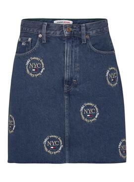 Rock Denim Tommy Jeans Stickerei Blau Damen
