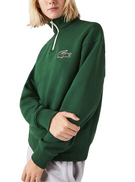 Sweatshirt Lacoste Kragen Reissverschluss Grün Herren