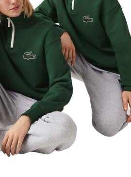 Sweatshirt Lacoste Kragen Reissverschluss Grün Herren